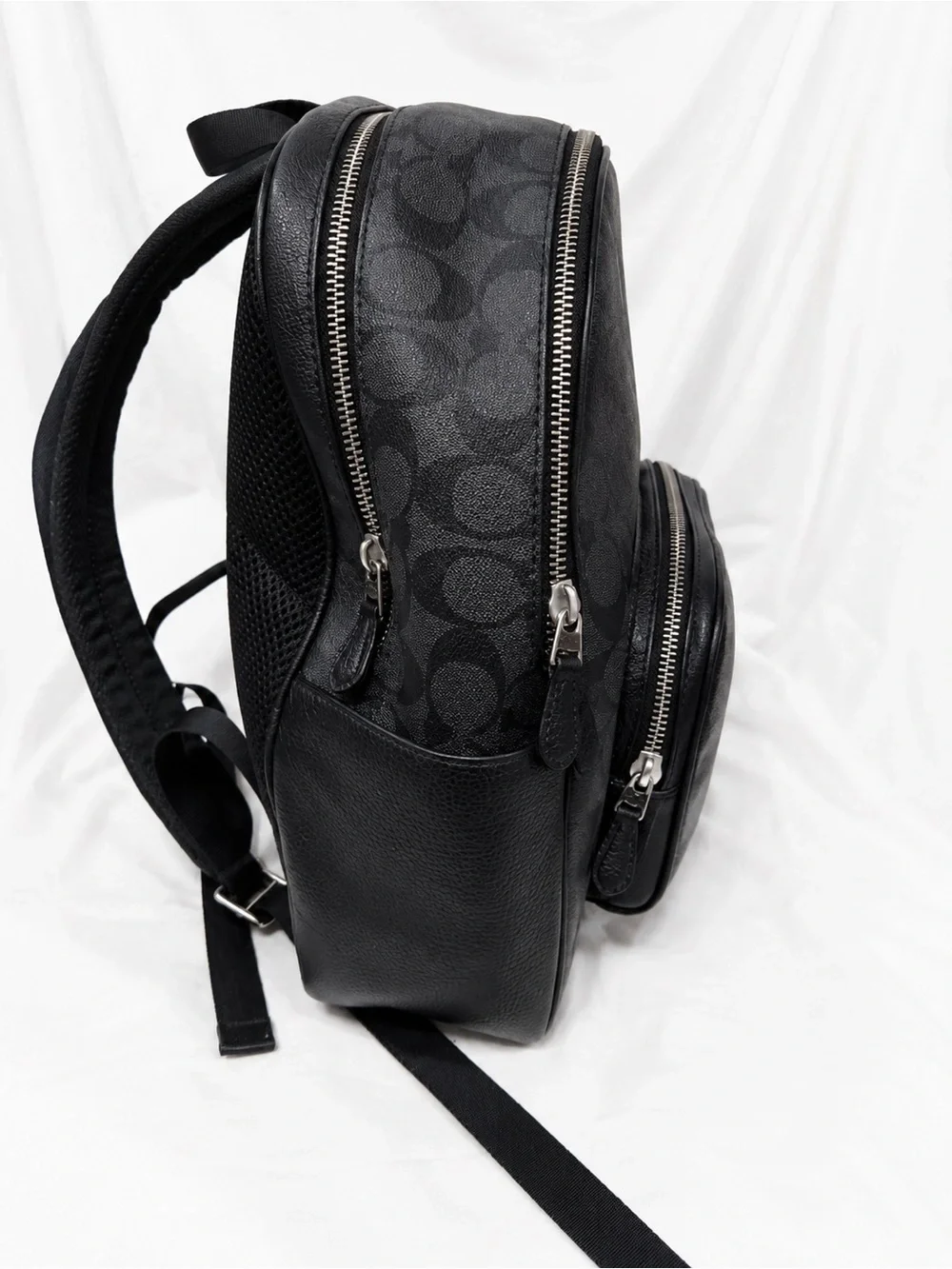 Coach Court Backpack Signature Canvas Black Smoke Leather Style 5671
